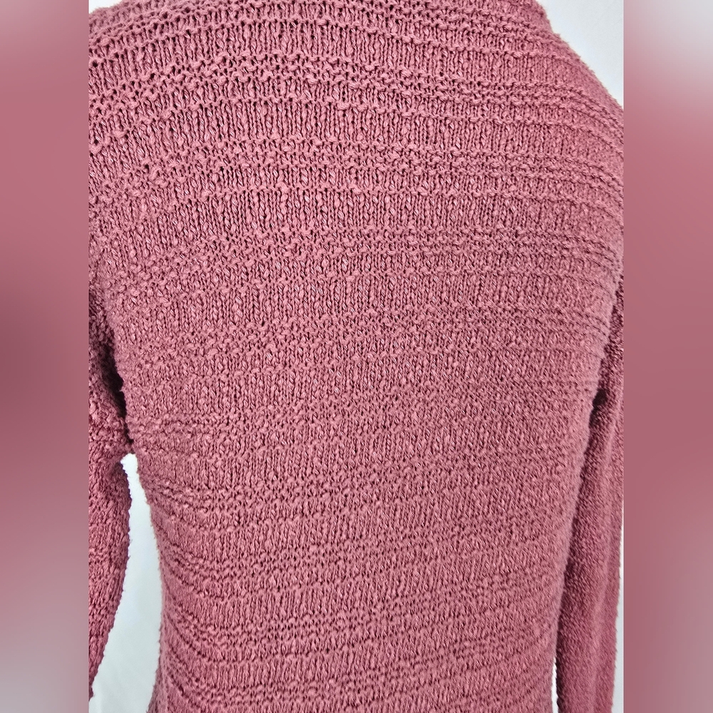 C&C California Rusty Pink Beachy V-Neck Textured Knit Sweater Women's sz S - Picture 6 of 8